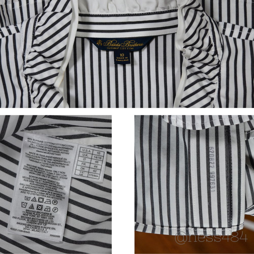 Brooks Brothers Womens Striped Ruffle Collar Button Up Shirt Size 10 - Picture 4 of 5